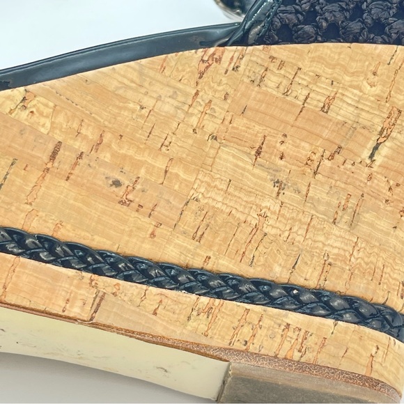 Marvin K Italian Black Wedge Heels ‘Bianca’ Mesh Cork High Heel Sandals | Size 8 - Picture 8 of 13